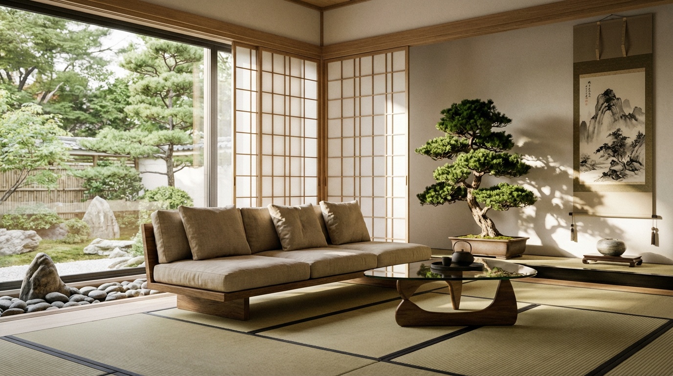 Asian Zen living room design