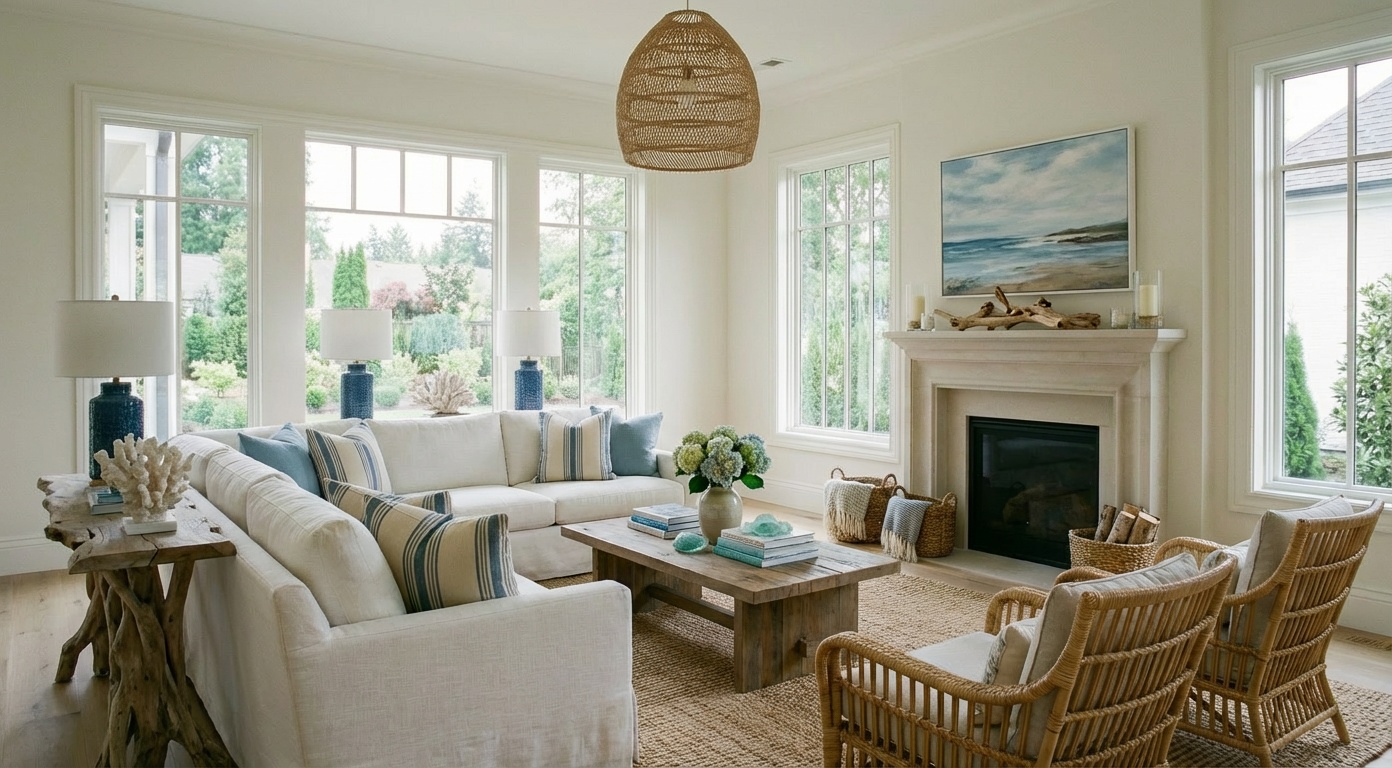 Coastal living room design