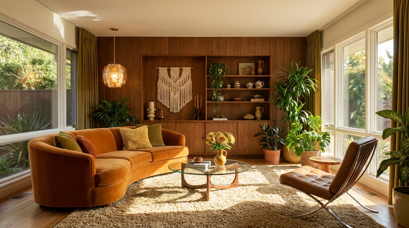 Retro 70s living room design