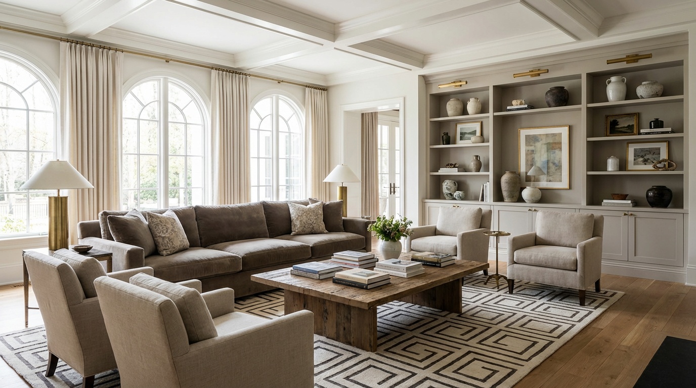 Transitional living room design